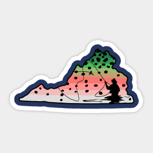 Rainbow Trout Fly Fish Virginia State Map Fly Fishing Fisherman Gifts Sticker